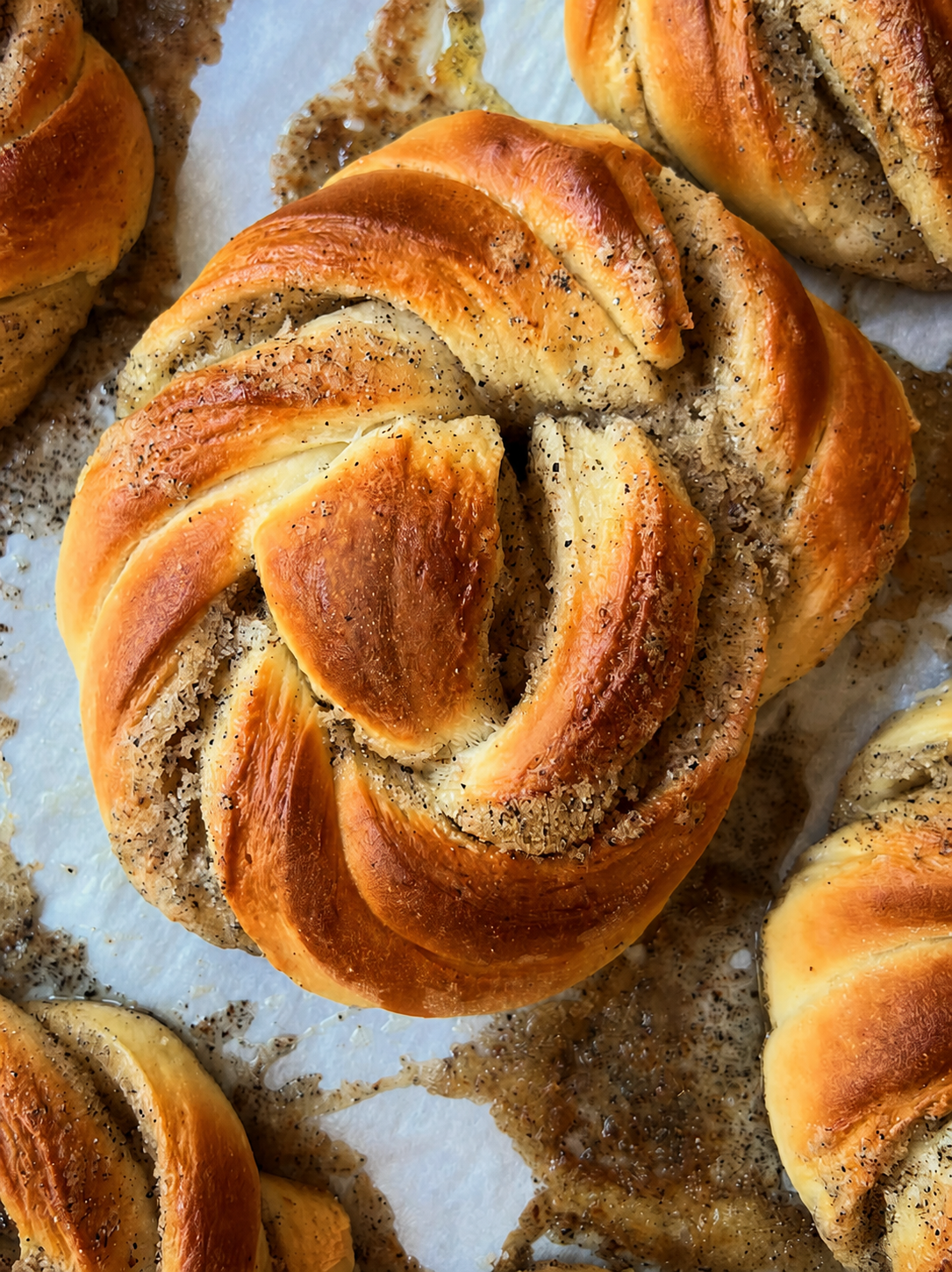 Freshly baked cardamom knots
